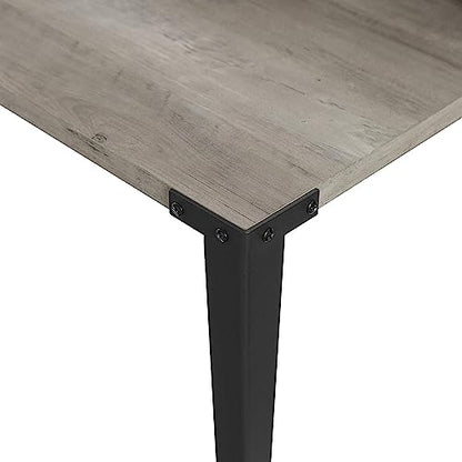 Interior Elements Industrial Modern Wooden Secretary Office Desk with Hutch - Grey Wash, 42"