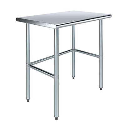 Open Base Stainless Steel Work Table with Galvanized - size: 30"x24"