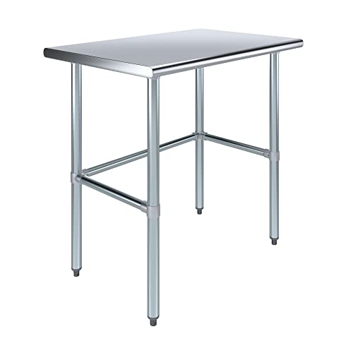 Open Base Stainless Steel Work Table with Galvanized - size: 30"x24"