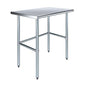 Open Base Stainless Steel Work Table with Galvanized - size: 30"x24"