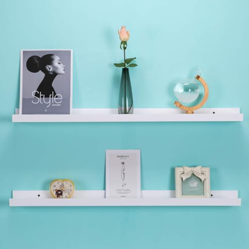 AZSKY 36 Inch Picture Ledge Shelf Floating Shelves Wall Mounted Set of 2 White - color: White, size: 36in set 2
