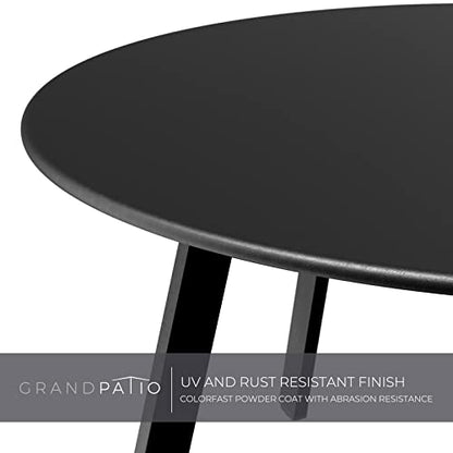Grand Patio Round Steel Patio Coffee Table, Weather Resistant Outdoor Large Side Table, Black… - color: Black, style: 1 PC