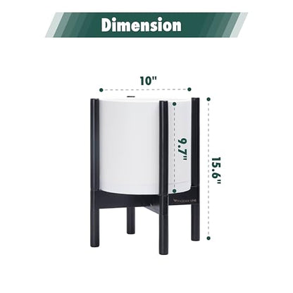 D'vine Dev Plastic Pot with Ebony Wood Stand, White, 10 in, 55-C-N-1 | Mid-Century Inspired Design, Elevated Plant Display, Clean Lines, Sturdy Support, Modern Space-Saving Style - color: Matte White Pot + Ebony Stand, size: 10 Inch