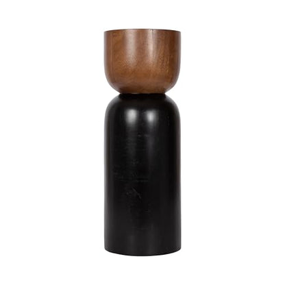 Kate and Laurel Teo Transitional Round Mango Wood Drink Table, 8 x 8 x 22, Walnut Brown and Black, Modern Sculptural Bedroom Nightstand with Unique Pedestal Table Design for Use as Indoor Plant Stand - color: Black/Walnut Brown