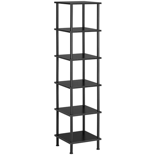 HOOBRO 6-Tier Corner Shelf, Corner Square Rack Display Shelf, Tall Storage Rack Plant Stand, Bookcase for Small Spaces, Living Room, Home Office, Kitchen, Black BK55CJ01 - color: Black, size: 11.8"L x 11.8"W x 55.7"H