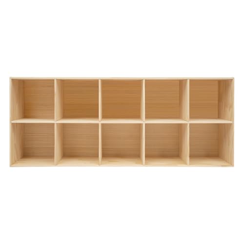 10 Cube Solid Wood Shelves, Wooden Cube Shelf Bookcase with 4 Protective Covers, Floorstanding Bookshelf for Placing Books, Toys, Photo Albums, Plants, and Daily Necessities