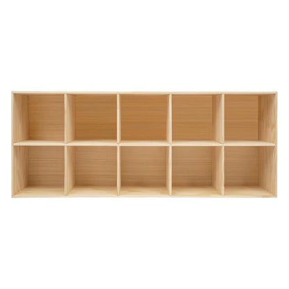 10 Cube Solid Wood Shelves, Wooden Cube Shelf Bookcase with 4 Protective Covers, Floorstanding Bookshelf for Placing Books, Toys, Photo Albums, Plants, and Daily Necessities
