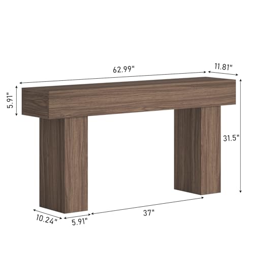 knoworld 63 Inch Long Console Table for Entryway, Farmhouse Wood Rectangular Sofa Table Behind Couch Table, Narrow Entryway Table for Living Room, Entrance, Hallway, Foyer, Easy Assembly (Brown) - color: Brown