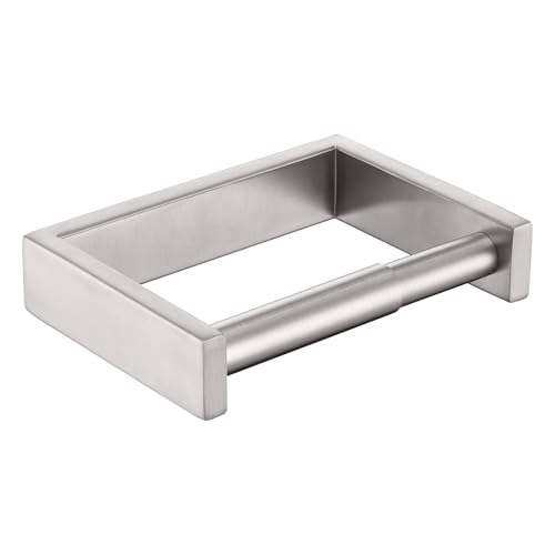 KOKOSIRI Toilet Paper Holder Spring Loaded Bathroom Toilet Roll Holder Wall Mount Stainless Steel Brushed Nickel B2011BR - color: Brushed Nickel, size: Without Shelf