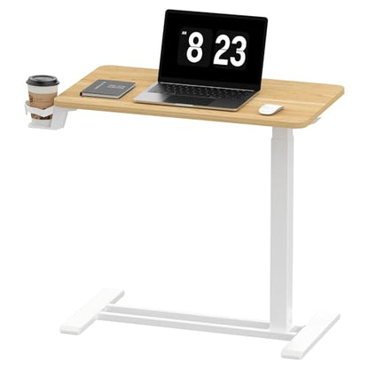 FLEXISPOT Adjustable C Table with Wheels, Mobile Snack Side End Table Sofa Couch Bedside Table Laptop Rolling Cart TV Tray Night Stand Small Space Side Table,(27.6" W x 15.7" D,Maple) - color: Maple, size: Medium
