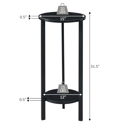 "Convenience Concepts Graystone 31"" Plant Stand, Faux Birch / Black" (111253) - color: Faux Birch/Black