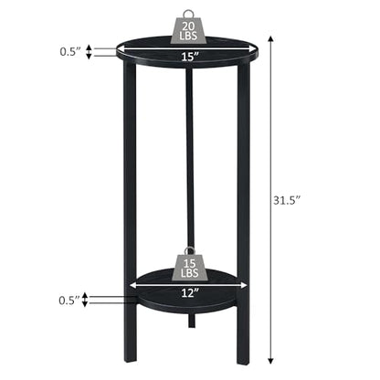 Convenience Concepts Graystone 2 Tier Tall Plant Stand 31" - Industrial Stand for Plants, Vases, and Antiques, Urban Modern Design for the Living Room, Hallway, Entryway, Faux Birch/White - color: Faux Birch/White