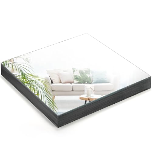 Set of 10 Square Mirror Candle Plates, 12x12 Inch Frameless Glass Mirror Trays Wall Mounted Glass Mirrors Tiles for Table Centerpieces, Wedding Party Decorations, Wall Decor, Crafts, 1.7mm