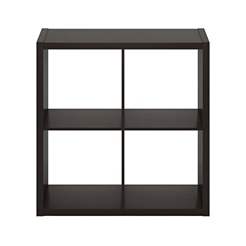 Furinno Cubicle Book Shelf, 4-Cube Bookshelf, Extra Thick Frame Reversible Bookcase with Open Back, 14.6 x 30 x 30, for Living Room, Bedroom, Home Office, Black Oak - color: Black Oak, size: 4-Cube