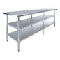 Stainless Steel Work Table with 2 Shelves | Metal Utility Table | Commercial & Residential NSF Utility (Stainless Steel Table with 2 Shelves, 96" Long x 30" Deep) - size: 96" Long x 30" Deep