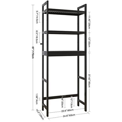 SMIBUY Bathroom Storage Shelf, Bamboo Over-The-Toilet Organizer Rack, Freestanding Toilet Space Saver with 3-Tier Adjustable Shelves (Black) - color: Black