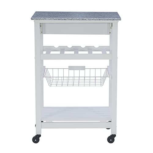 Linon Kitchen Island, White, 22.88 x 15.75 x 33.88 - color: White and Granite, style: Whitney
