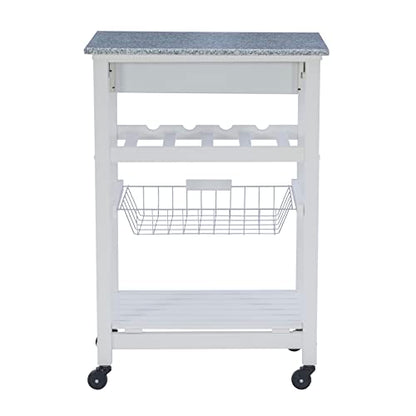 Linon Kitchen Island, White, 22.88 x 15.75 x 33.88 - color: White and Granite, style: Whitney