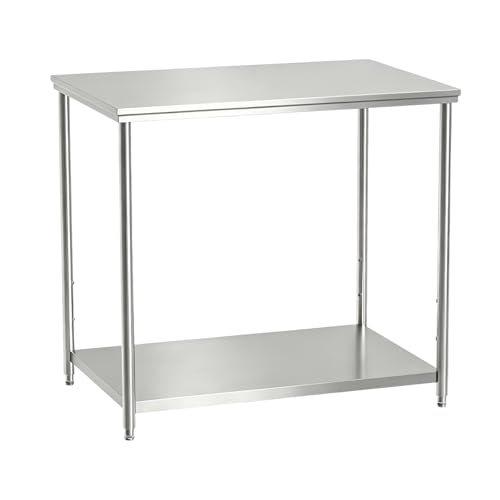 Stainless Steel Prep Table 18x24x33.5 Inch, Commercial Work Table Heavy Duty with Adjustable Undershelf, Multipurpose Workstation for Restaurant Kitchen, Bakery, Home Garage & Outdoor - size: 18x24x33.5 Inch