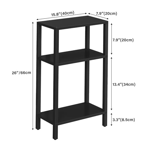 TUTOTAK Small Side Table, Narrow End Table, Skinny Sofa Table, Slim Nightstand, Couch Table, Living Room, Bed Room, Black TB01BK077 - color: Black, size: 3-Tier（7.9"D x 15.8"W x 26"H）