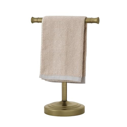 RUMOSE 13 Inch Antique Brass Towel Bar Stand Hand Holder Bathroom Kitchen Vanity Countertop T-Shape Towel Rack Free Standing Stainless Steel - color: Antique Brass