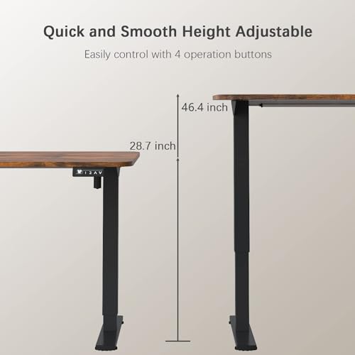 Furmax 55 Inches Electric Height Adjustable Standing Desk Home Office Desk | Large Sit Stand Up Computer Desk Memory Preset with T-Shaped Metal Bracket, Brown - color: Brown, size: 55 Inch