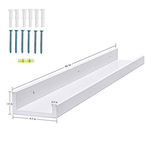 AZSKY 48 Inch Picture Ledge Shelf Floating Shelves Wall Mounted Set of 2 White - color: White, size: 48in set 2
