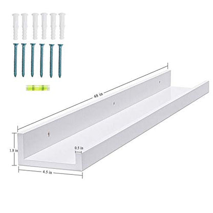 AZSKY 48 Inch Picture Ledge Shelf Floating Shelves Wall Mounted Set of 2 White - color: White, size: 48in set 2