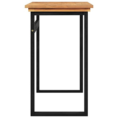 Solid Teak Wood Industrial Rustic Computer Desk Small Compact Size 39.4x17.7in Rectangular Writing Study Table for Home Office Bedroom Small Spaces - size: 17.7 x 39.4 x 29.5 in (W x L x H)