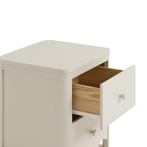 Storkcraft Casablanca 2 Drawer Nightstand, Frosted Oat | GREENGUARD Gold Certified, Storage for Kids Bedroom, Premium Wood Nightstand with Iconic Wave Detailing and Rounded Posts - color: Frosted Oat, style: Nightstand