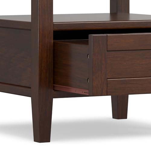 SIMPLIHOME Warm Shaker End Table - 20 inch Wide Solid Wood Side Table in Russet Brown, Transitional Accent Table for Living Room with Drawer and Lower Shelf - color: Russet Brown, size: 20 inch, style: End Table