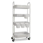 4-Tier Metal Rolling Cart with Wheels, Storage Utility Organizer Cart for Kitchen, Bathroom, Office, Baby Essentials & Makeup - Lockable Casters, Easy Assembly, Large Capacity, White