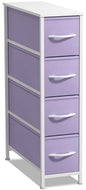 Sorbus Kids Narrow Dresser with 4 Drawers - Vertical Slim Storage Chest of Drawers with Steel Frame, Wood Top & Easy Pull Fabric Bins for Small Spaces, Closets, Bedroom, Bathroom & Laundry - color: Pastel Purple, style: 4 Drawer