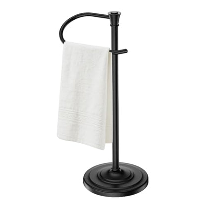 Black Bath Hand Towel Holder Stand,Stainless Steel 16 Inch Free Standing Towel Rack,Heavy Weight Towel Bar for Bathroom Vanity Countertop &Kitchen - color: Black