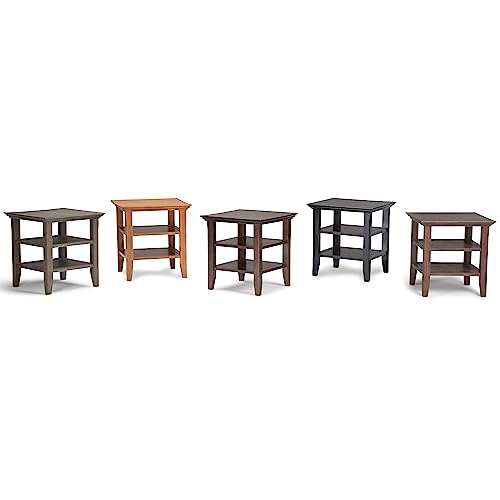 SIMPLIHOME Acadian SOLID WOOD 19 Inch Wide Square Transitional End Table in Farmhouse Brown, For the Living Room and Bedroom - color: Farmhouse Brown, size: 19 inch, style: End Table