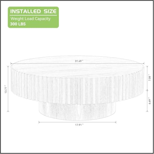 Coffee Table Modern Wood Round Fluted, Ø31.5'' X 13.8''H Small Space Brown Circular Drum Coffee Tables Circle Fluted Center Living Room Drum Tea Accent Apartment Home Furniture Easy Assembly Walnut - color: 31.49 Walnut 2026