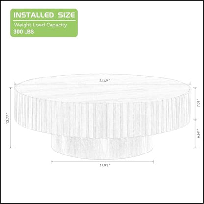 Coffee Table Modern Wood Round Fluted, Ø31.5'' X 13.8''H Small Space Brown Circular Drum Coffee Tables Circle Fluted Center Living Room Drum Tea Accent Apartment Home Furniture Easy Assembly Walnut - color: 31.49 Walnut 2026