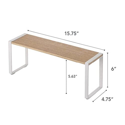 YAMAZAKI Home Kitchen Rack - Counter Storage Shelf Organizer Steel + WoodWhite