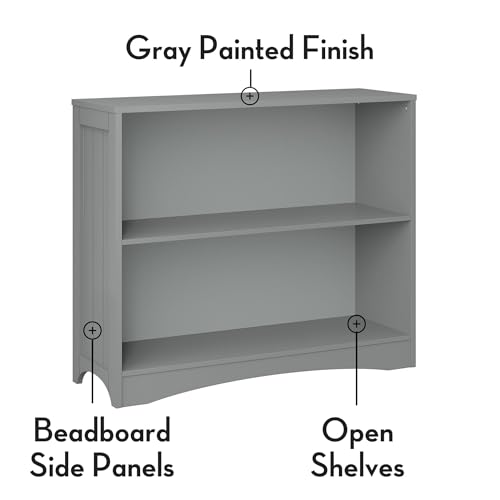 RiverRidge Kids Horizontal Bookcase with 2 Storage Book Shelves - Gray | Classic Beadboard Side Panels, Playroom Book and Toy Organizer with 2 Open Shelves, Painted MDF - color: Grey