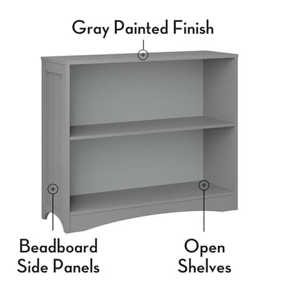 RiverRidge Kids Horizontal Bookcase with 2 Storage Book Shelves - Gray | Classic Beadboard Side Panels, Playroom Book and Toy Organizer with 2 Open Shelves, Painted MDF - color: Grey