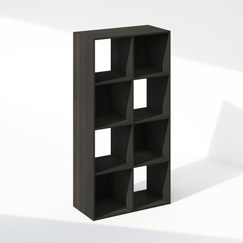Furinno PELLI Book Shelf, 8-Cube Bookshelf, Horizontal Cube Storage Organizer Bookcase, 11.7 x 23.7 x 47, for Living Room, Bedroom, Home Office, Espresso - color: Espresso, size: 8-Cube