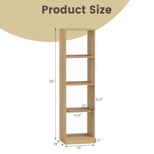 Tangkula 4 Cube Bookshelf, Freestanding 5 Tier Open Bookcase, Modern Cube Storage Organizer with Anti-toppling Device, Multipurpose Wooden Display Shelving for Living Room Study Office (1, Natural) - size: Natural