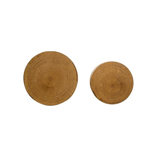 Nesting Coffee Table Set of 2, Modern Round Coffee Table, Wooden Circle Accent Tables for Small Spaces Living Room Bedroom Balcony Office Drum Side Table, Natural Wood - color: Natural Wood