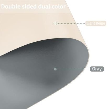 Round Table Cover - Can Be Used On Both Sides Waterproof and Easy to Clean Good Flatness Used for Dining Table(Light Beige+Light Gray Dia.48Inch) - color: Light Beige+light Gray, size: 48" (Round)