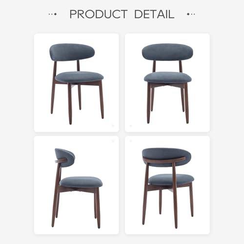 COLAMY Wooden Dining Chairs Set of 2, Modern Fabric Upholstered Dining Room Chair, Farmhouse Kitchen Side Chairs with Foot Pegs, Blue - color: Blue, size: Set of 2
