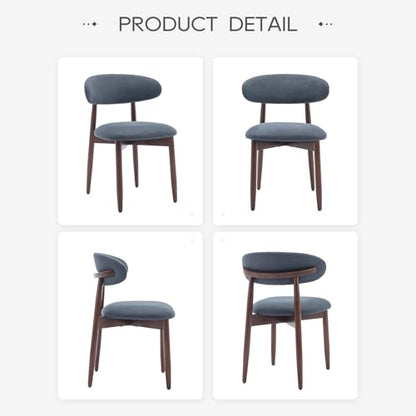 COLAMY Wooden Dining Room Chairs Set of 6, Modern Upholstered Fabric Dining Chairs, Farmhouse Kitchen Side Chair with Foot Pegs, Blue - color: Blue, size: Set of 6