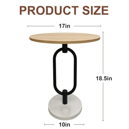 Lightdot Walnut Round Side Table Modern End Table Stable Sofa Side Table Metal Base Integrated Accent Coffee Table Easy Assemble Nightstand for Living Room Bedroom, Small Space - color: Walnut-u