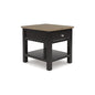 Signature Design by Ashley Drazmine Casual End Table with 1 Lower Shelf, Light Brown & Black - color: Light Brown & Black