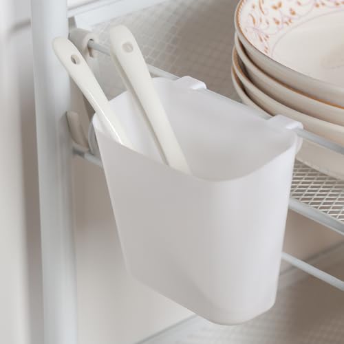 Fruit Vegetable Basket Storage Cart 5 Tier Stackable Metal Mesh Storage Basket with 360 Degree Wheels 41 Inch High Kitchen Storage Cart Snack Cart Kitchen Pantry Bathroom Cart (White) - color: White