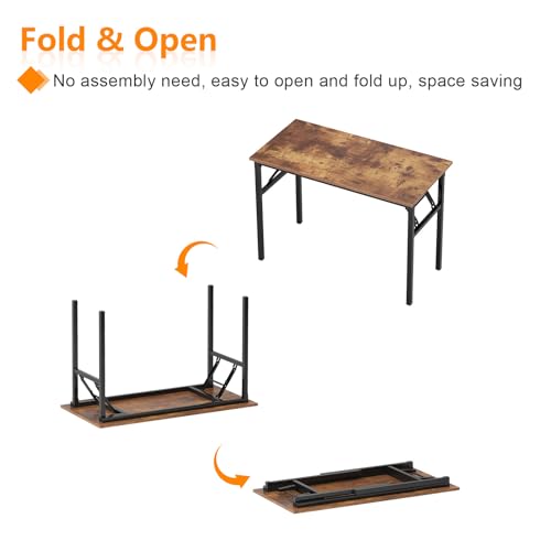 Need Home Office Desk - 62 Inches Large Computer Desk Sturdy Black Table Foldable Desk Gaming Computer Table No Assembly Required Rustic Brown AC5FB(157.5 * 60) - color: Rustic Brown & Black Frame, size: 62 inch